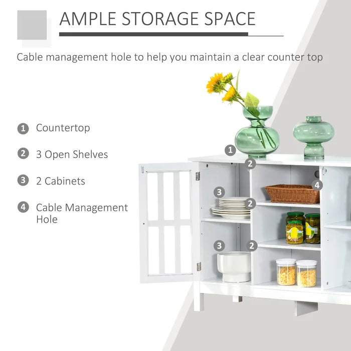 White Alvaro 43'' Wide Server Adjustable Shelves with Cable Management