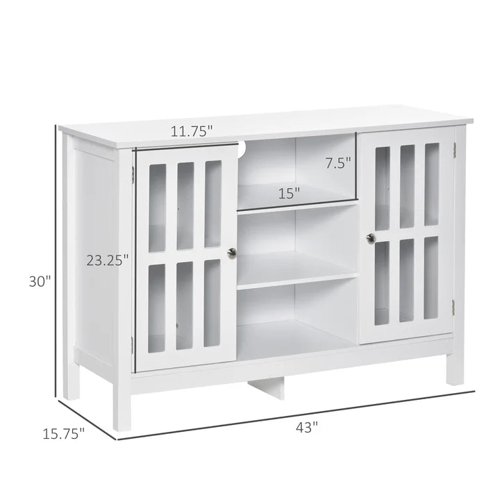 White Alvaro 43'' Wide Server Adjustable Shelves with Cable Management