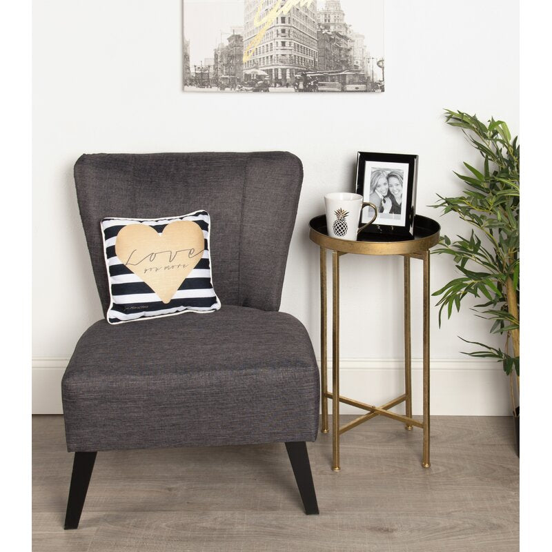 Tray Top Cross Legs End Table Stylish Contemporary Style Coated in Gold