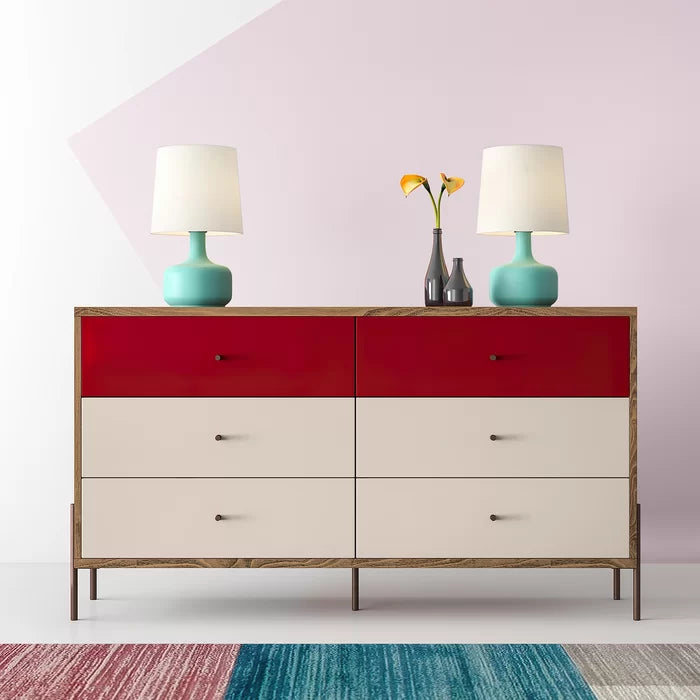 Red Alviso 6 Drawer 59.06'' W Double Dresser Offer Plenty Storage Space