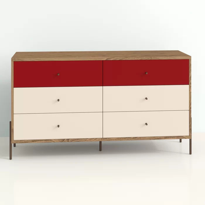 Red Alviso 6 Drawer 59.06'' W Double Dresser Provide Plenty Storage Space