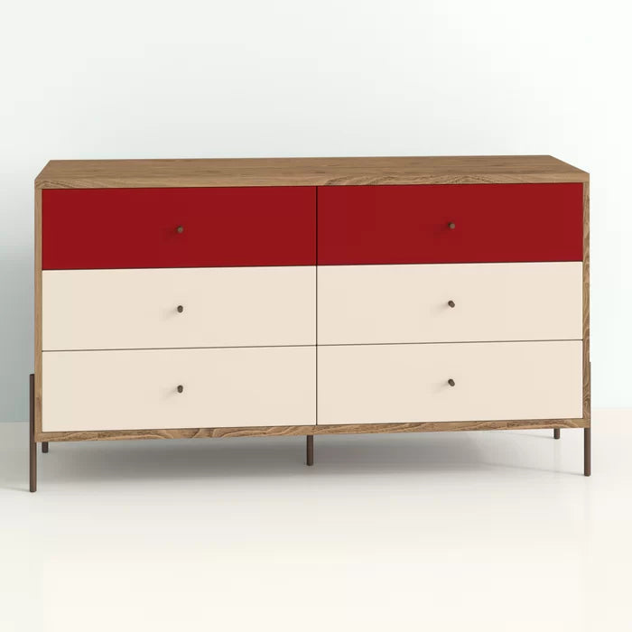 Red Alviso 6 Drawer 59.06'' W Double Dresser Offer Plenty Storage Space