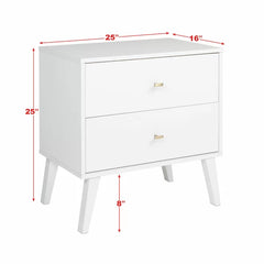 Alyssa 25'' Tall 2 - Drawer Nightstand Modern Design Perfect for Bedside
