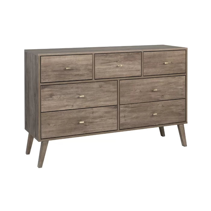 Drifted Gray Alyssa 7 Drawer 52.5'' W Solid Wood Dresser Modern Style