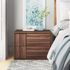 Walnut Amanda 20'' Tall 2 - Drawer Nightstand Perfect for Bedside