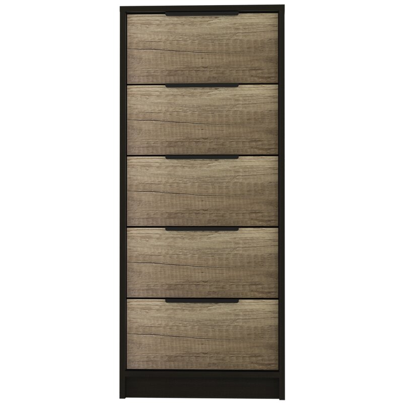 Smokey Oak/White Amarande 5 Drawer 17.7'' W Lingerie Chest