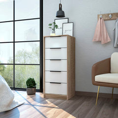 Light Oak/White Amarande 5 Drawer 17.7'' W Lingerie Chest