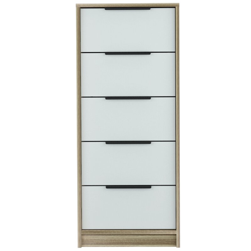 Light Oak/White Amarande 5 Drawer 17.7'' W Lingerie Chest