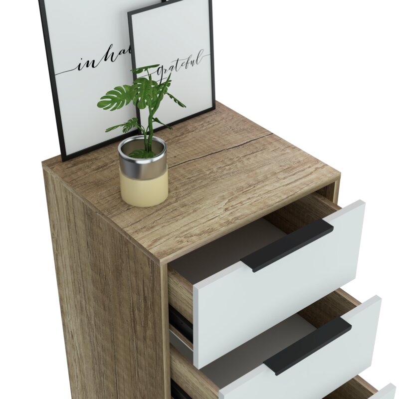 Light Oak/White Amarande 5 Drawer 17.7'' W Lingerie Chest