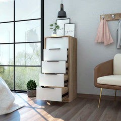 Light Oak White Amarande 5 Drawer 17.7'' W Lingerie Chest Design