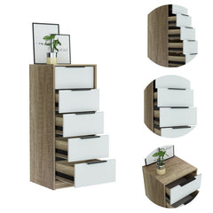 Light Oak/White Amarande 5 Drawer 17.7'' W Lingerie Chest