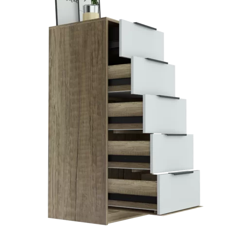 Light Oak White Amarande 5 Drawer 17.7'' W Lingerie Chest Design