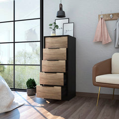Smokey Oak/White Amarande 5 Drawer 17.7'' W Lingerie Chest