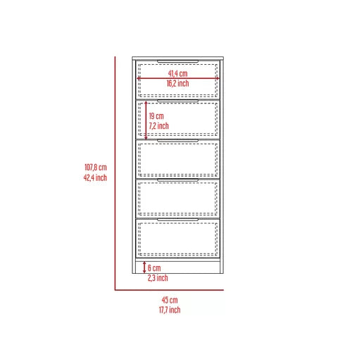 Light Oak White Amarande 5 Drawer 17.7'' W Lingerie Chest Design
