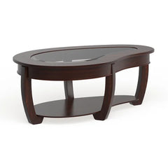 Amarin 4 Legs Coffee Table with Storage Elegant Beveled Tempered Glass Tabletop