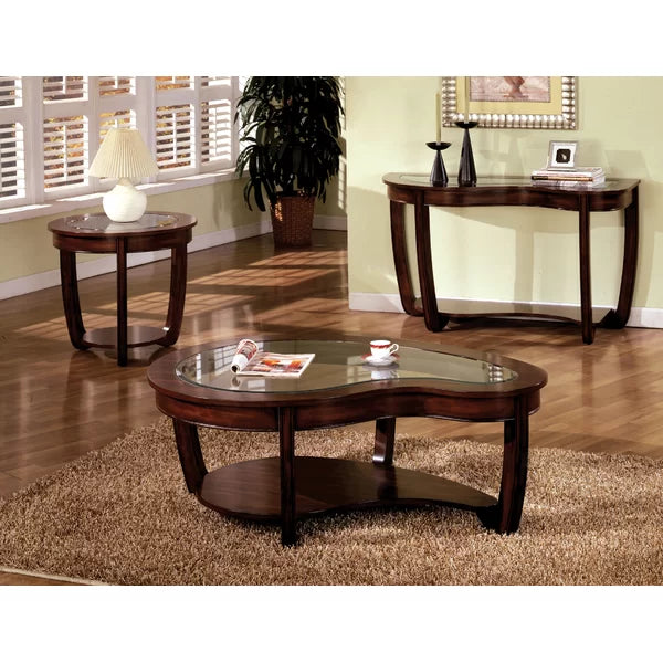 Amarin 4 Legs Coffee Table with Storage Elegant Beveled Tempered Glass Tabletop