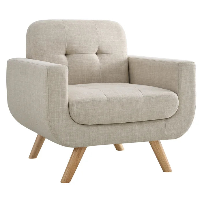 Cream 100% Linen 29'' Wide Tufted Linen Armchair Provides Optimum Support and Comfort for Sitters
