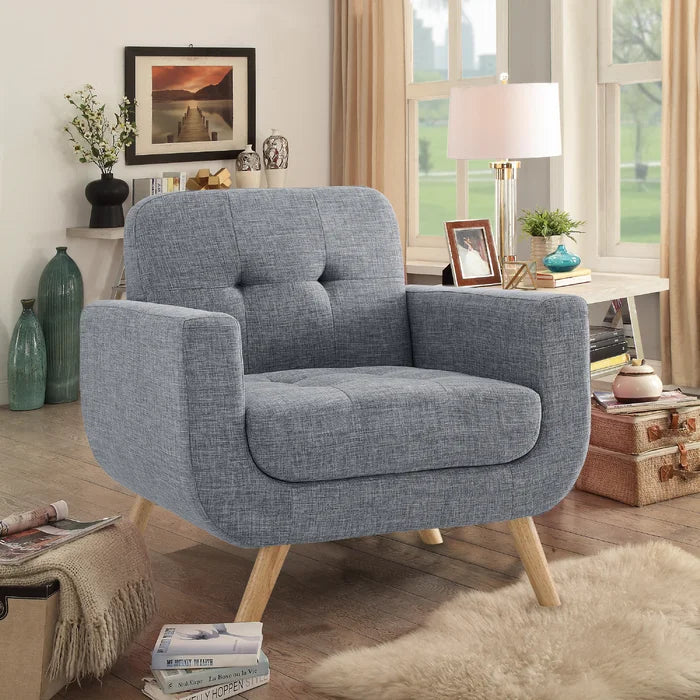Gray 100% Linen 29'' Wide Tufted Linen Armchair Removable Seat Cushion Support and Comfort for Sitters