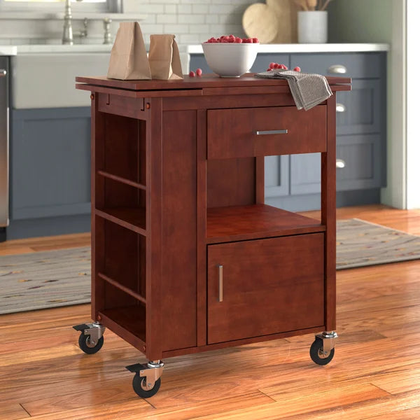 Ameer 27.56'' Wide Rolling Kitchen Cart with Solid Wood Top