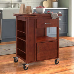 Ameer 27.56'' Wide Rolling Kitchen Cart with Solid Wood Top