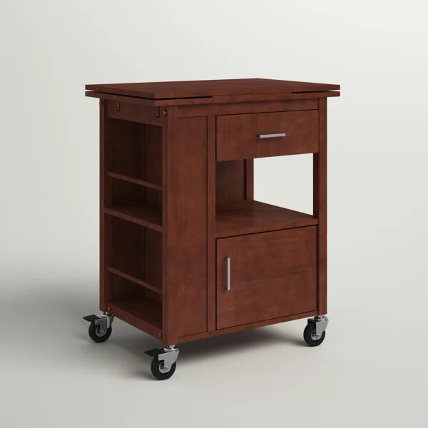 Ameer 27.56'' Wide Rolling Kitchen Cart with Solid Wood Top