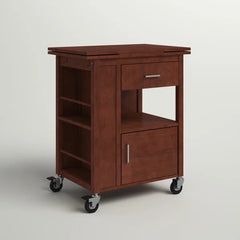 Ameer 27.56'' Wide Rolling Kitchen Cart with Solid Wood Top