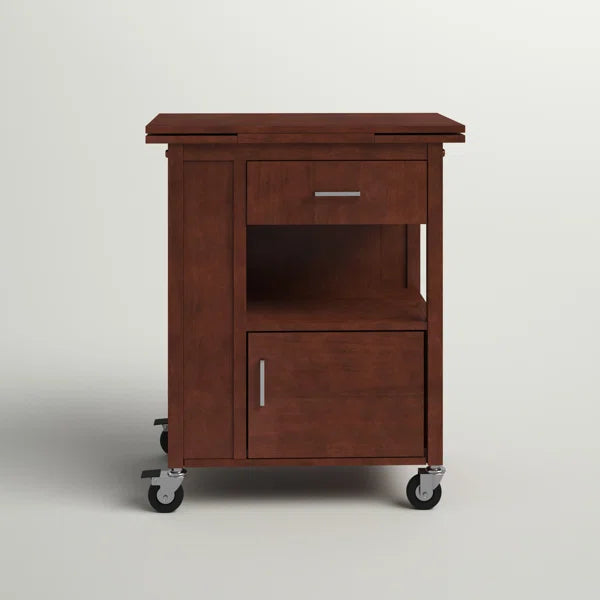 Ameer 27.56'' Wide Rolling Kitchen Cart with Solid Wood Top
