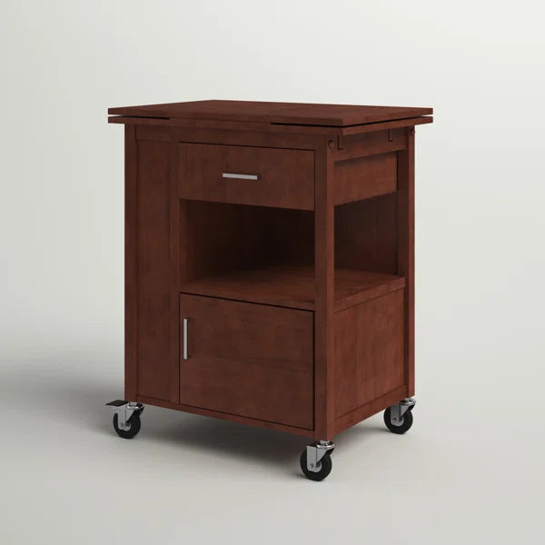Ameer 27.56'' Wide Rolling Kitchen Cart with Solid Wood Top