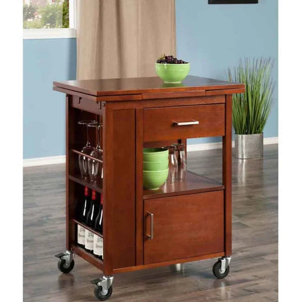 Ameer 27.56'' Wide Rolling Kitchen Cart with Solid Wood Top