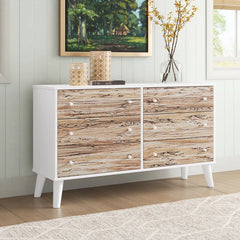 White Amelia-Rae 6 Drawer 52.72'' W Double Dresser Contemporary Style
