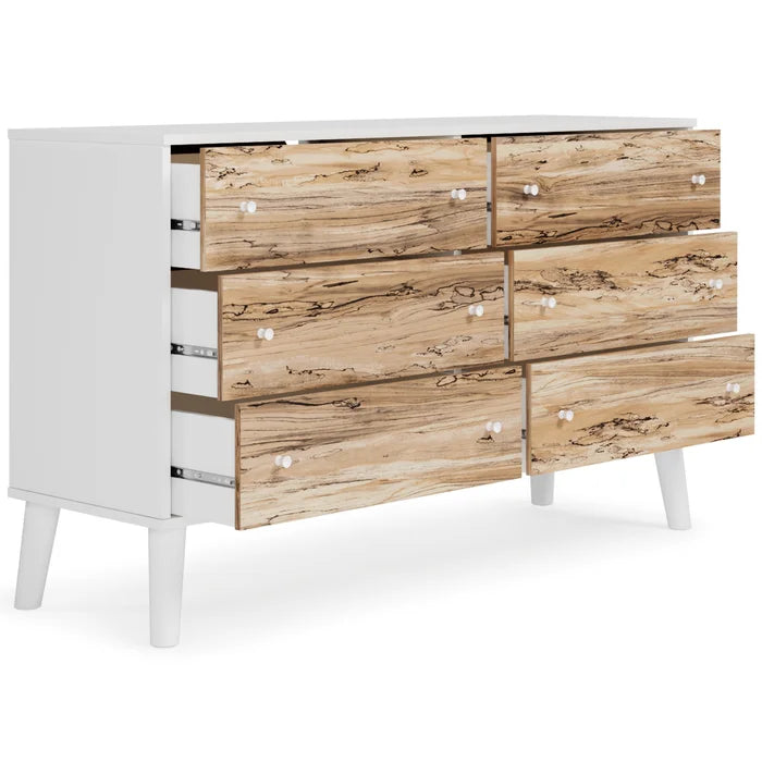 White Amelia-Rae 6 Drawer 52.72'' W Double Dresser Contemporary Style