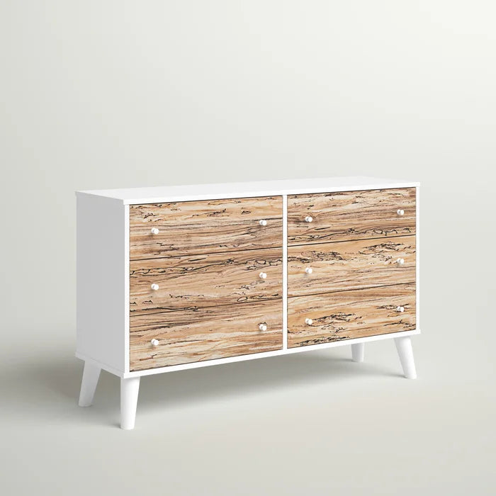 White Amelia-Rae 6 Drawer 52.72'' W Double Dresser Contemporary Style