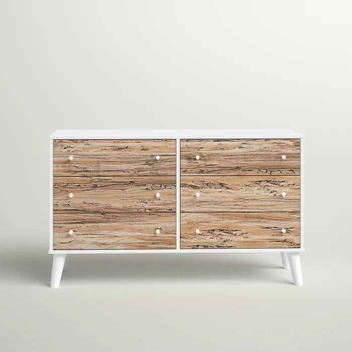 White Amelia-Rae 6 Drawer 52.72'' W Double Dresser Contemporary Style