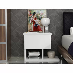 Amena 14.5'' Tall 1 - Drawer Nightstand in White Contemporary Style
