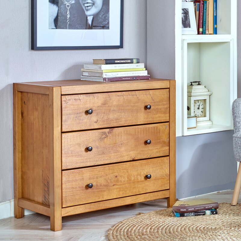 Rustic Oak Amesfield 3 Drawer 31.5'' W Dresser Traditional Design & Natural Look