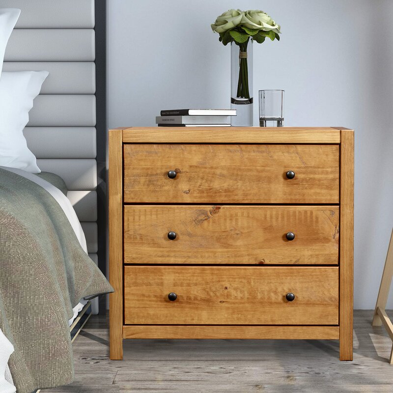 Rustic Oak Amesfield 3 Drawer 31.5'' W Dresser Traditional Design & Natural Look