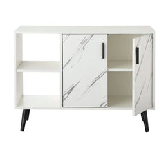 White Faux Marble Amillano Sideboard Brings Mid-Century Modern Style to your Dining Room, Entryway or Kitchen