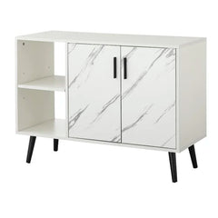 White Faux Marble Amillano Sideboard Brings Mid-Century Modern Style to your Dining Room, Entryway or Kitchen
