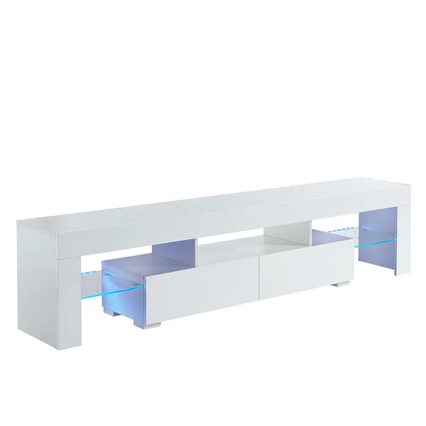 TV Stand for TVs up to 88" 2 Drawers and Glass Shelves Perfect Organize
