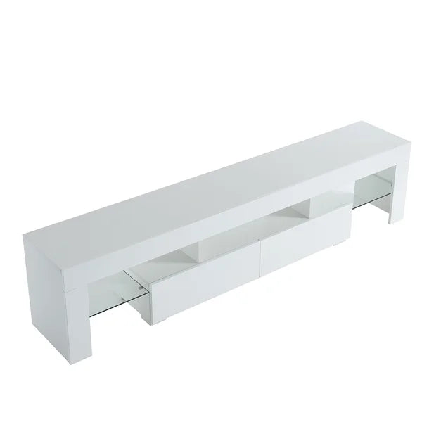 TV Stand for TVs up to 88" 2 Drawers and Glass Shelves Perfect Organize