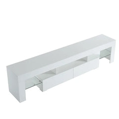 TV Stand for TVs up to 88" 2 Drawers and Glass Shelves Perfect Organize