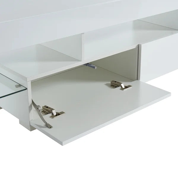 TV Stand for TVs up to 88" 2 Drawers and Glass Shelves Perfect Organize