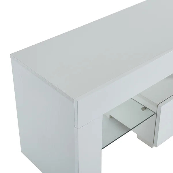 TV Stand for TVs up to 88" 2 Drawers and Glass Shelves Perfect Organize
