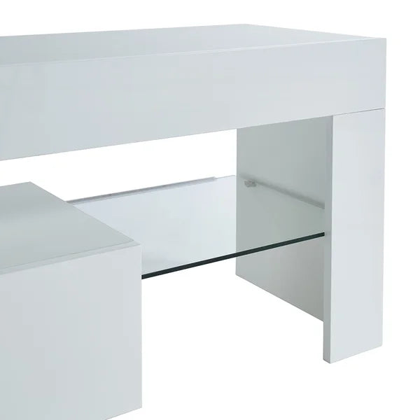 TV Stand for TVs up to 88" 2 Drawers and Glass Shelves Perfect Organize