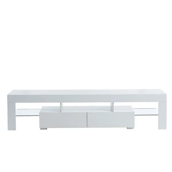 TV Stand for TVs up to 88" 2 Drawers and Glass Shelves Perfect Organize