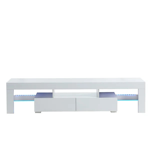 TV Stand for TVs up to 88" 2 Drawers and Glass Shelves Perfect Organize