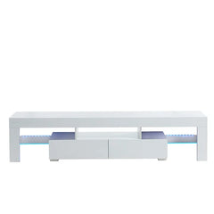 TV Stand for TVs up to 88" 2 Drawers and Glass Shelves Perfect Organize