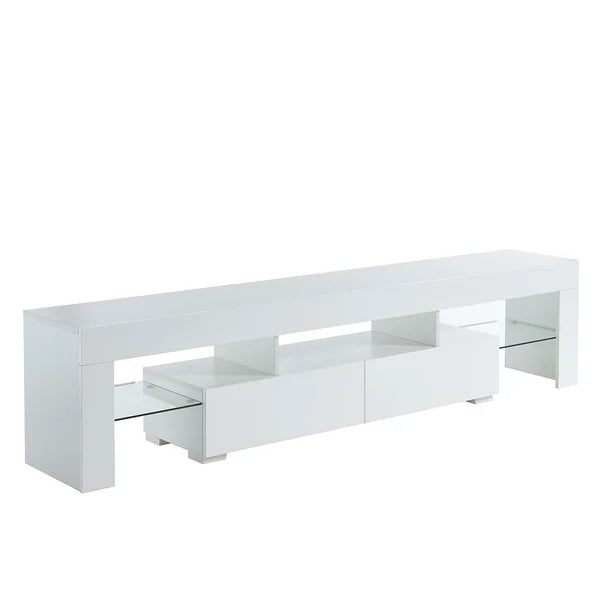 TV Stand for TVs up to 88" 2 Drawers and Glass Shelves Perfect Organize