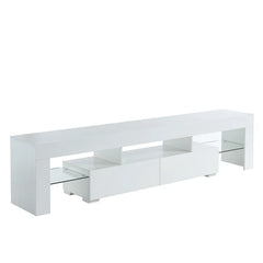 TV Stand for TVs up to 88" 2 Drawers and Glass Shelves Perfect Organize
