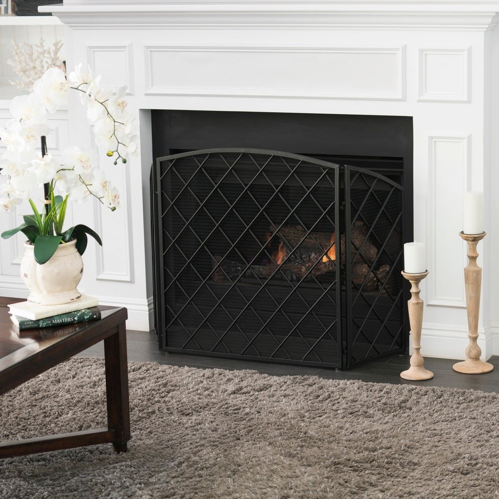 3-Panel Fireplace Screen Knight Home Black Fireproof Durability this Screen Features An Open Mesh Design